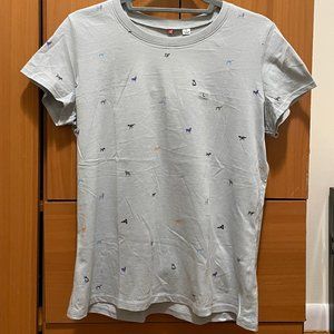 Uniqlo Light Gray Printed T Shirt